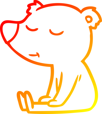 Bir insan tarafından çizilmiş mutlu çizgi film ayısının sıcak çizgi çizimi