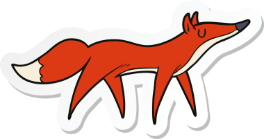 Bir insan tarafından çizilmiş bir tilkinin çıkartması.