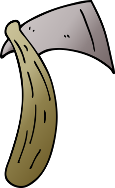 Bir insan tarafından çizilmiş keskin bir balta.