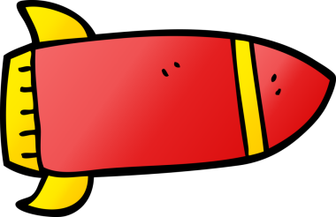 Bir insan tarafından çizilmiş kırmızı roket.