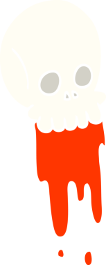 Bir insan tarafından çizilmiş düz renk karikatür kan damlayan kafatası