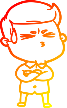 Bir insan tarafından çizilmiş terleyen bir çizgi film karakterinin sıcak çizgi çizimi.