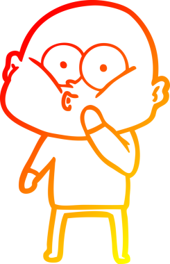 Bir insan tarafından çizilmiş kel bir adamın sıcak çizgi çizimi.