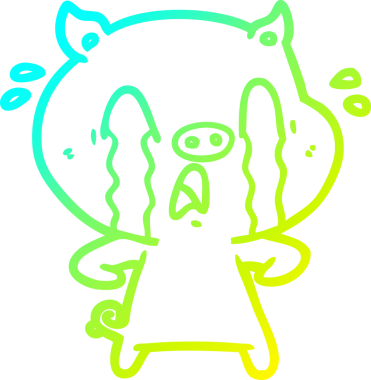 Bir insan tarafından çizilmiş ağlayan domuz çizgi filmi.