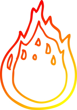 Bir insan tarafından çizilen çizgi film ateşinin sıcak eğim çizgisi.