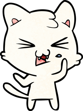 Bir insan tarafından çizilmiş çizgi film kedisi.