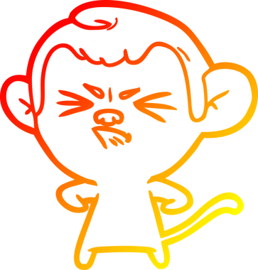 Bir insan tarafından çizilmiş kızgın bir maymunun sıcak çizgi çizimi