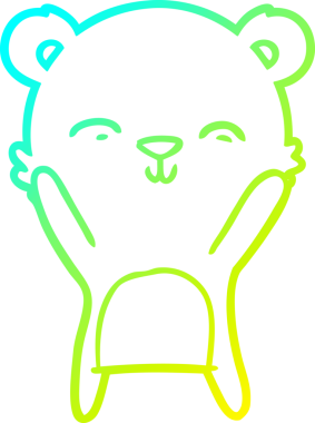 Bir insan tarafından çizilmiş mutlu bir kutup ayısının soğuk çizgi çizimi.