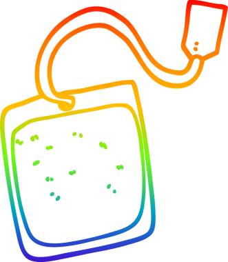 Bir insan tarafından çizilmiş bir çay poşetinin çizimi.