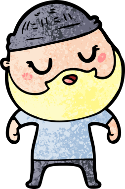 Bir insan tarafından çizilmiş sakallı sevimli bir çizgi film adamı.