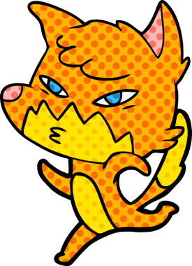 Bir insan tarafından çizilmiş akıllı çizgi film tilkisi.