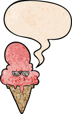 Bir insan tarafından çizilmiş eski moda konuşma baloncuklu karikatür dondurması.