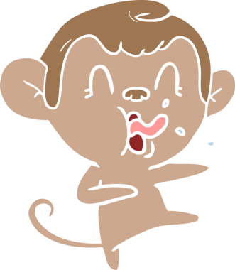 Bir insan tarafından çizilmiş çılgın düz renkli çizgi film maymunu