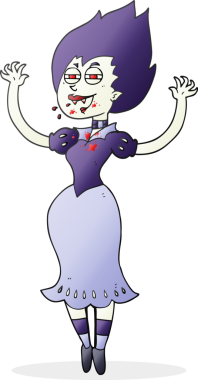 Bir insan tarafından çizilmiş ağzı kanlı vampir kız çizimi.