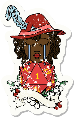 Retro Dövme Tarzı Ağlayan İnsan Ozan Doğal 1 D20 rulo Bir insan tarafından çizilmiş