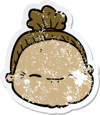 Bir insan tarafından çizilmiş yaşlı bir kadının sıkıntılı çıkartması.