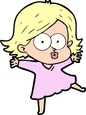 Çizgi film kızı somurtuyor bir insan tarafından