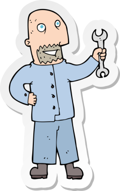 Bir insan tarafından çizilmiş karikatür teknisyeninin çıkartması.