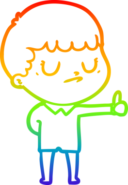 Gökkuşağı gradyan çizgi çizimi bir insan tarafından çizilmiş huysuz bir çocuk