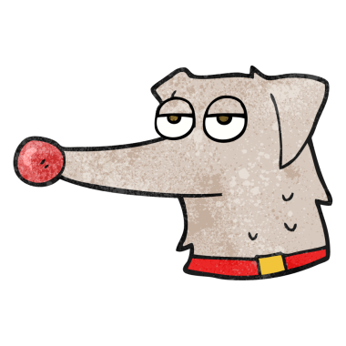 Bir insan tarafından çizilmiş, el yapımı çizgi film köpeği.