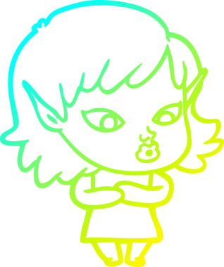 Bir insan tarafından çizilmiş güzel bir elf kızı çizimi.