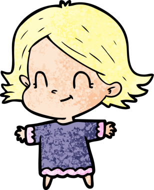 Bir insan tarafından çizilmiş karikatür dostu kız.