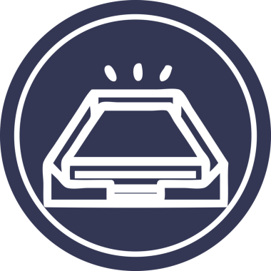 Bir insan tarafından çizilmiş düşük ofis kağıdı yığını dairesel simge sembolü