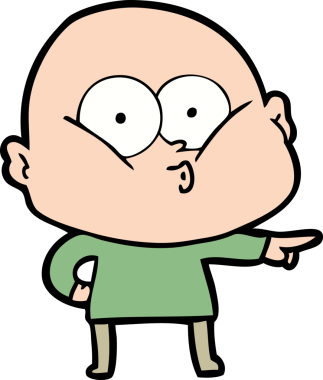 Bir insan tarafından çizilmiş kel bir adam.