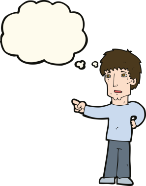 Bir insan tarafından çizilmiş düşünce baloncuğu olan bir adam.