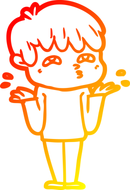 Bir insan tarafından kafası karışmış bir çizgi film karakterinin sıcak çizgi çizimi