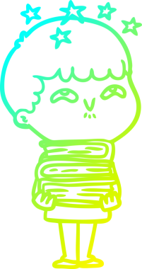 Bir çizgi film karakteri, bir insan tarafından çizilmiş soğuk gradyan çizimi.