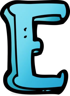 bir insan tarafından çizilmiş E harfi.