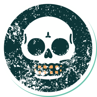 Bir insan tarafından çizilmiş bir kafatasının sembolik dövmeli görüntüsü.