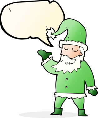 Bir insan tarafından çizilmiş konuşma balonlu Noel Baba çizgi filmi.