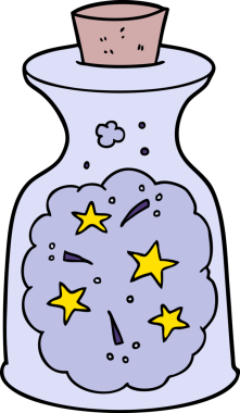 bir insan tarafından çizilmiş sihirli iksir.