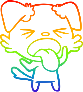 Gökkuşağı gradyan çizgi çizimi bir insan tarafından çizilmiş iğrenç bir köpek.