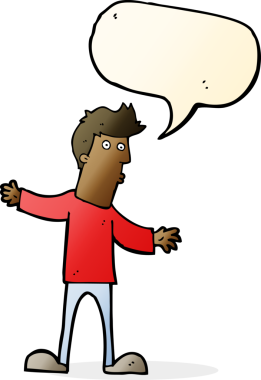 Bir insan tarafından çizilmiş konuşma baloncuğu olan meraklı bir adam.