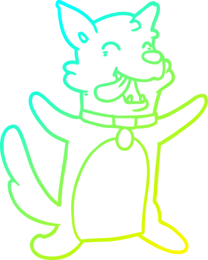 Bir insan tarafından çizilmiş mutlu bir köpeğin soğuk çizgi çizimi.