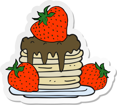 Bir insan tarafından çizilmiş çilekli krep etiketi.