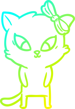 Bir insan tarafından çizilen çizgi film kedisinin soğuk gradyan çizgisi.