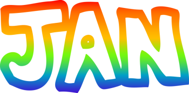 Ocak ayında bir insan tarafından çizilen gökkuşağı gradyanı çizimi