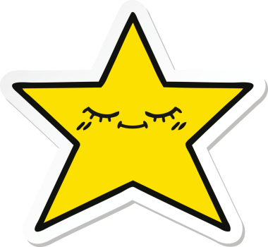 Bir insan tarafından çizilmiş şirin bir çizgi film yıldızının çıkartması.