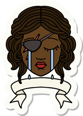 Bir insan tarafından çizilmiş bayrağı olan ağlayan bir insan hırsızının çıkartması.