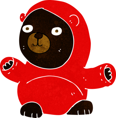 Bir insan tarafından çizilmiş sevimli çizgi film kara ayısı.