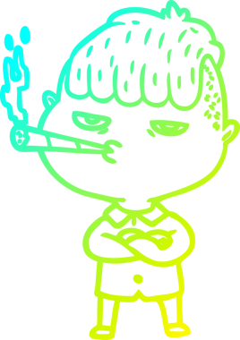 Bir insan tarafından çizilmiş sigara içen bir çizgi film karakteri çizimi