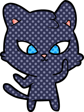 Bir insan tarafından çizilmiş sevimli çizgi film kedisi.