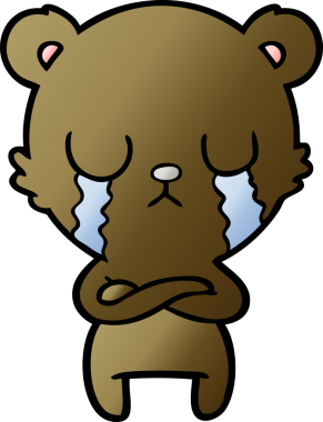 Bir insan tarafından çizilmiş ağlayan çizgi film ayısı.