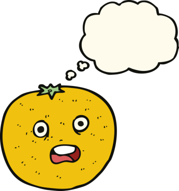 Düşünce baloncuğu insan tarafından çizilmiş turuncu çizgi film.