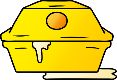 Bir insan tarafından çizilmiş hamburger konteynerinin gradyan karikatürü.