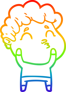 Gökkuşağı gradyan çizgi çizimi bir insan tarafından çizilen bir çizgi film adamı